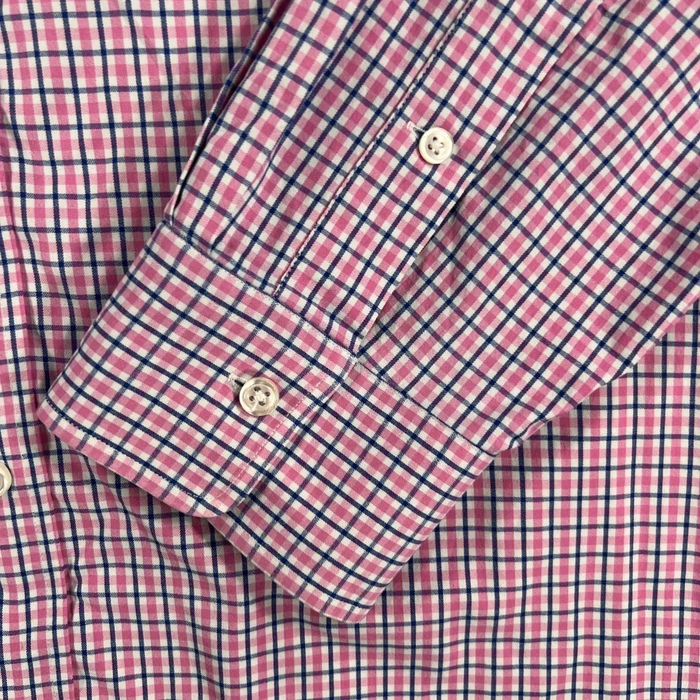 Polo Ralph Lauren Shirt Mens 2XL XXL Pink Blue Check Long Sleeve Performance
